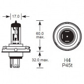 H4 P45t: Halogen H4 P45t Base from £0.01 each